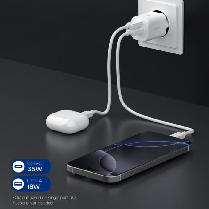 Bild 5, Spigen 35W Väggladdare USB-C / USB-A Essential Vit