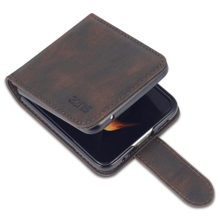Bild 6, AZNS Galaxy Z Flip 5 Fodral PU-Läder Brun