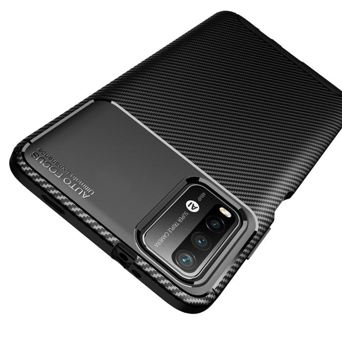 Bild 2, Xiaomi Redmi 9T - Kolfiber Textur Skal - Svart