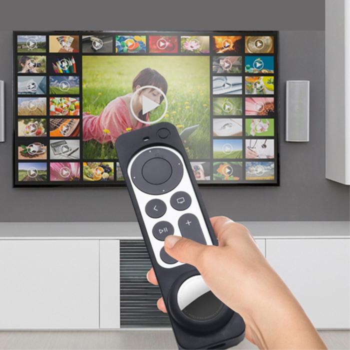 Bild 6, Apple TV 4K (2021) 2in1 Silikonskal Med Plats För AirTag - Svart