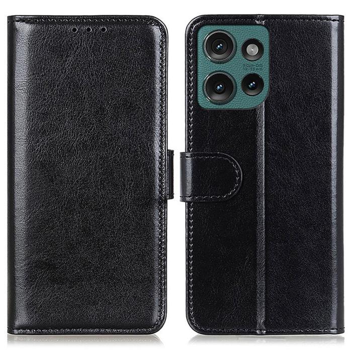 Bild 1, Motorola Edge 50 Neo Fodral Crazy Horse Läder Svart