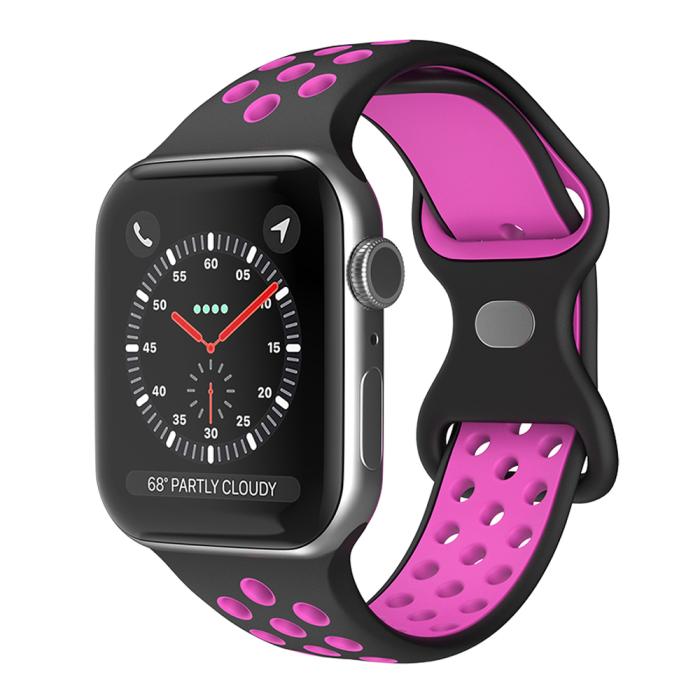 Bild 2, Sportarmband Dual-Color Apple Watch 42/44/45/49 mm (S/M) Svart/Lila