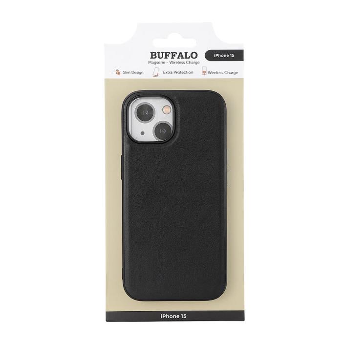 Bild 2, Buffalo iPhone 15 Mobilskal MagSafe Läder Svart