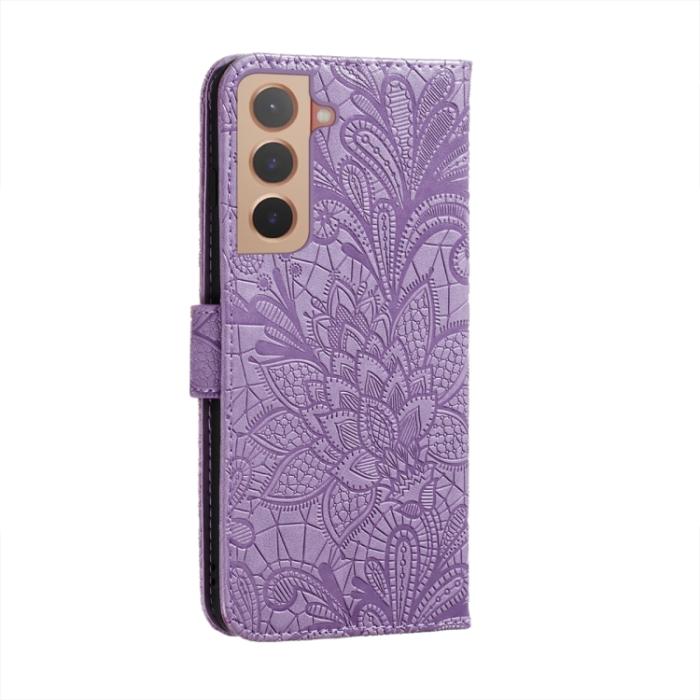 Bild 3, Samsung Galaxy S22 Fodral Flower Textur Lila