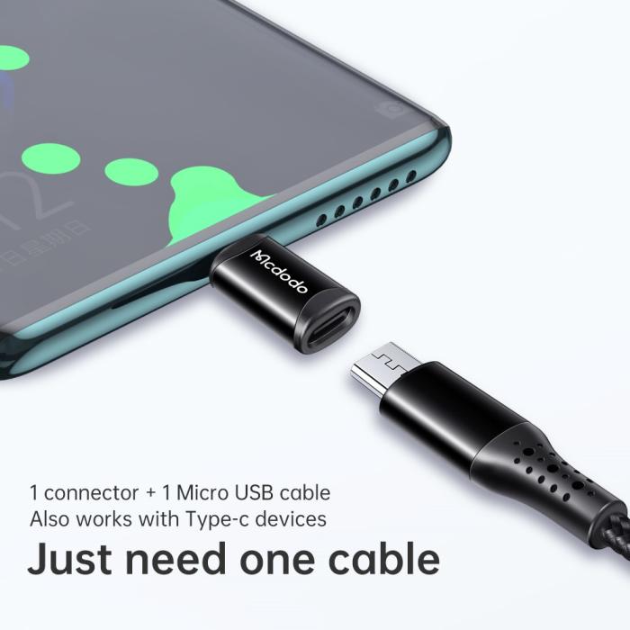 Bild 3, Mcdodo MicroUSB Hona - USB-C Hane Adapter Svart