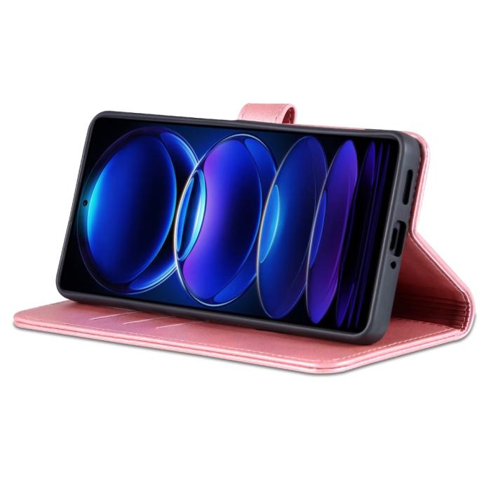 Bild 3, AZNS Xiaomi Redmi Note 12 Pro 5G Fodral Läder Roséguld