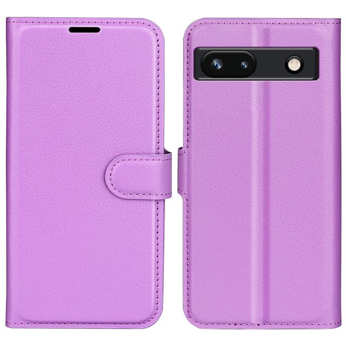 Bild 1, Google Pixel 7A Fodral Litchi Textur Läder Lila