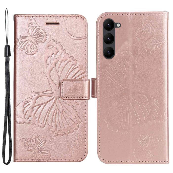 Bild 1, Samsung Galaxy S23 Plus Fodral Tryckta Fjärilar Roséguld
