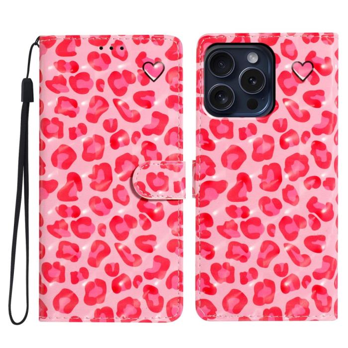 Bild 1, iPhone 16 Pro Fodral Rosa Leopard Mönster
