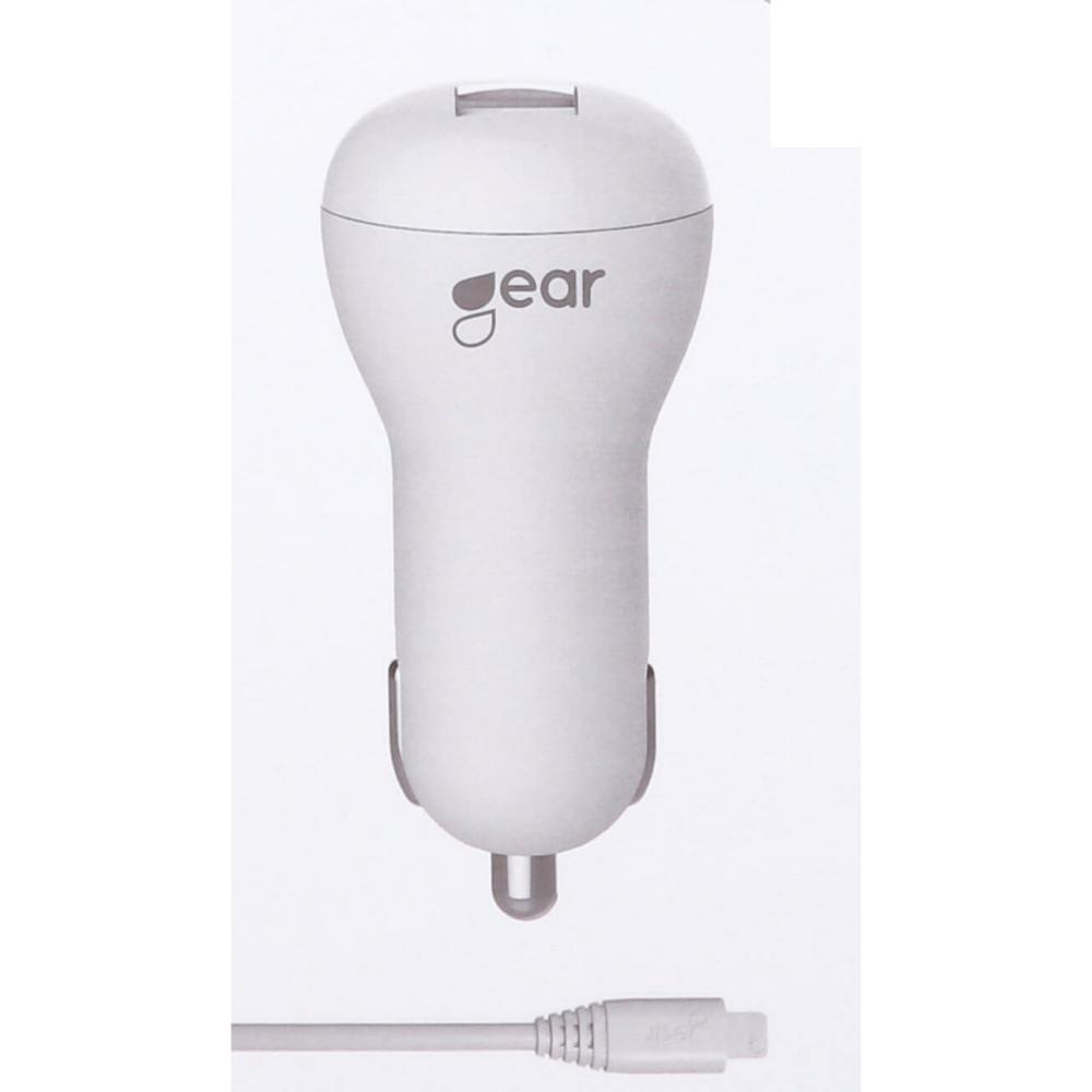 GEAR Billaddare MFi 1xUSB 1A Lightning Kabel 1m Vit