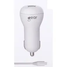 GEAR Billaddare 1xUSB 1A MicroUSB Kabel 1m Vit