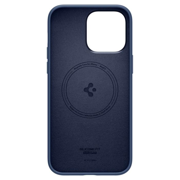 Bild 4, Spigen iPhone 14 Pro Max Skal Silicone Fit Mag MagSafe Navy Blue