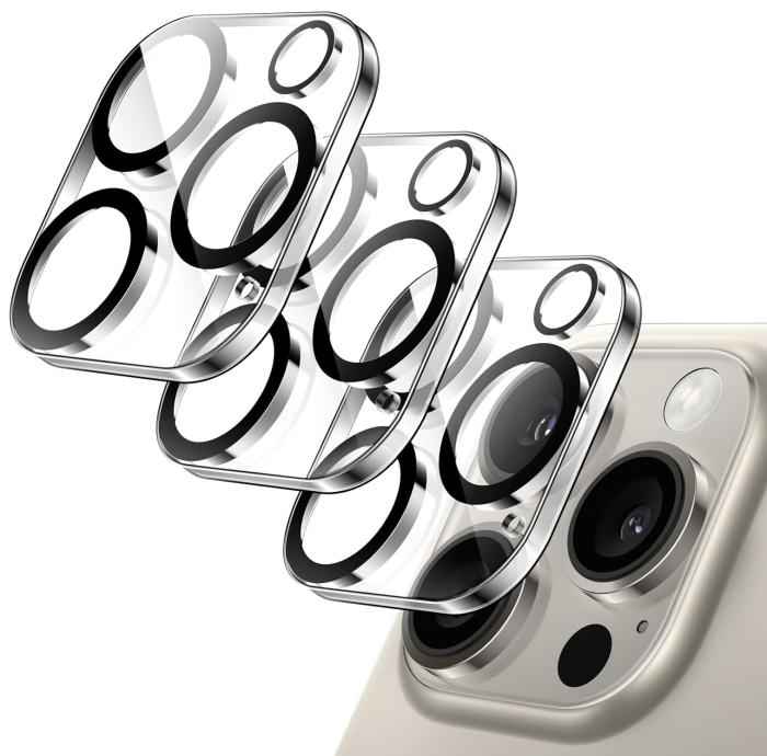 Bild 1, 3-Pack iPhone 15 Pro Linsskydd I Härdat Glas
