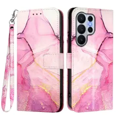 Samsung Galaxy S26 Ultra Fodral L&auml;der Marmor Rosa