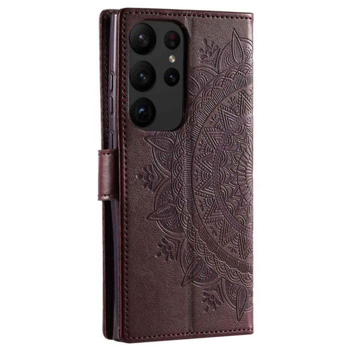 Bild 6, Samsung Galaxy S23 Ultra Fodral Mandala Läder Brun