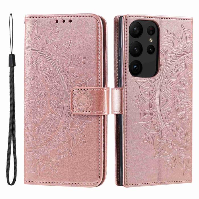 Bild 1, Samsung Galaxy S23 Ultra Fodral Mandala Läder Roséguld