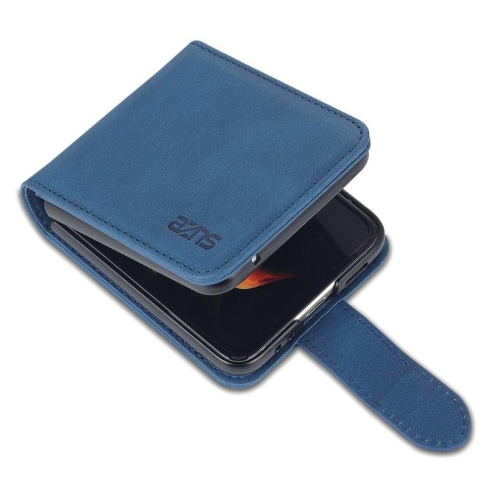 Bild 6, AZNS Galaxy Z Flip 5 Fodral PU-Läder Blå