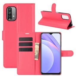 Xiaomi Redmi 9T - Litchi Läder Fodral - Röd