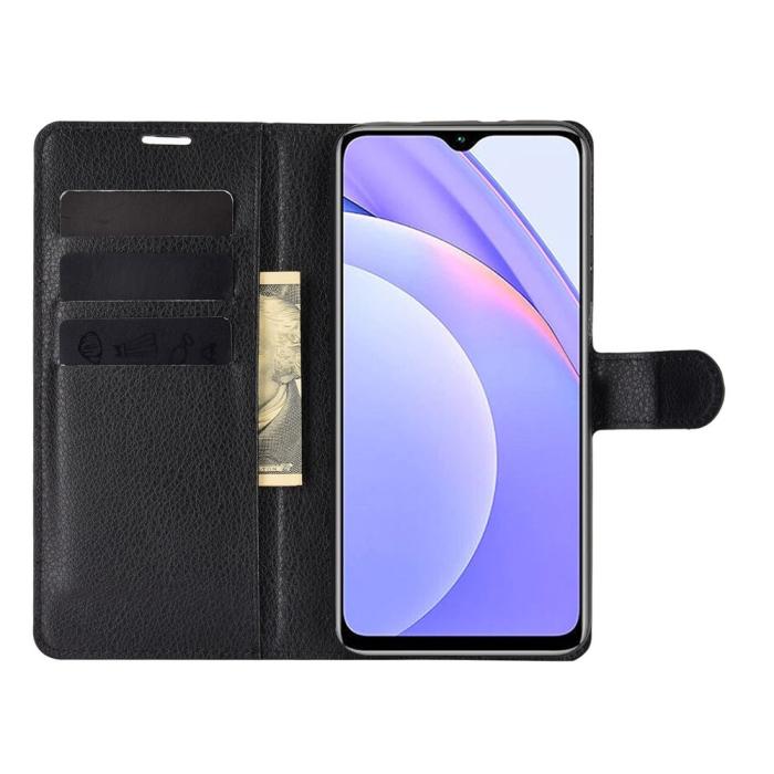 Bild 4, Xiaomi Redmi 9T - Litchi Läder Fodral - Svart