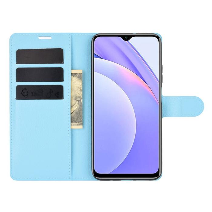 Bild 4, Xiaomi Redmi 9T - Litchi Läder Fodral - Blå