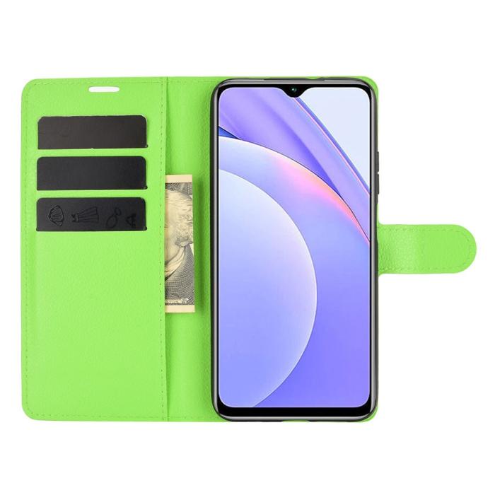 Bild 4, Xiaomi Redmi 9T - Litchi Läder Fodral - Grön