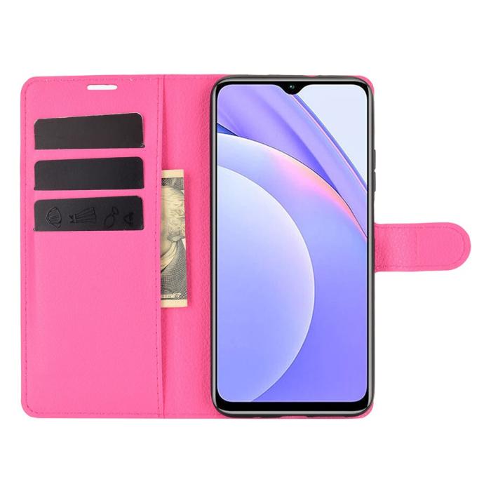Bild 4, Xiaomi Redmi 9T - Litchi Läder Fodral - Rosa