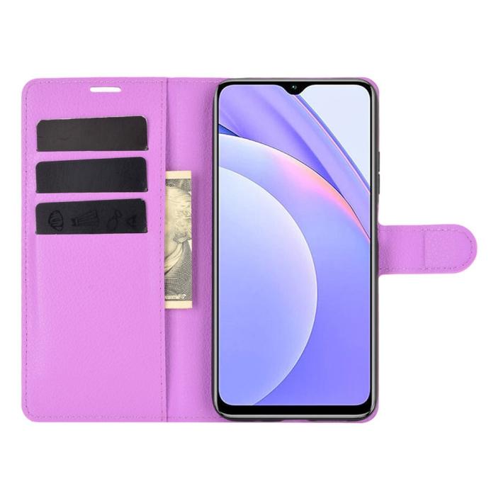Bild 4, Xiaomi Redmi 9T - Litchi Läder Fodral - Lila