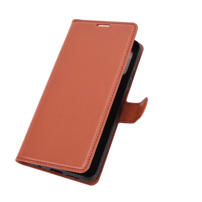 Bild 2, Xiaomi Redmi 9T - Litchi Läder Fodral - Brun