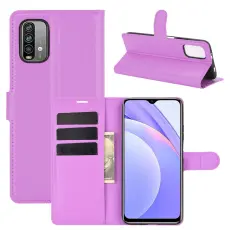 Xiaomi Redmi 9T - Litchi L&auml;der Fodral - Lila