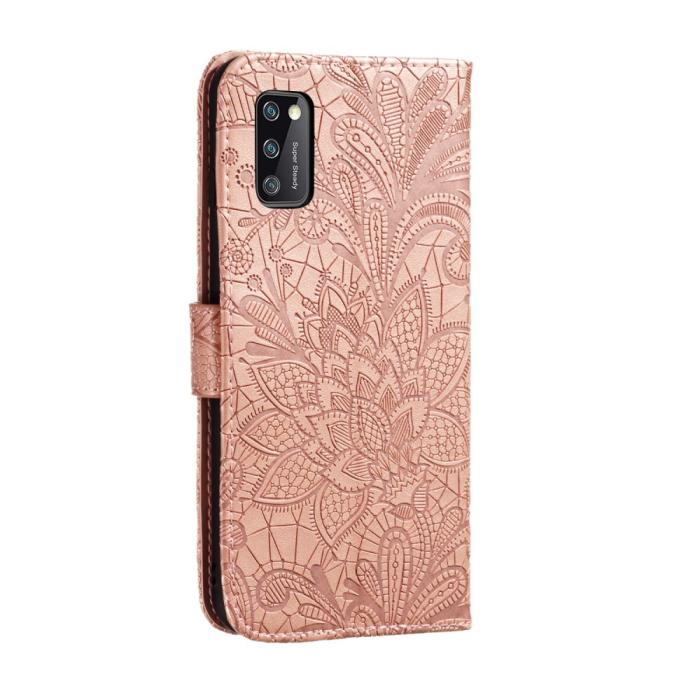 Bild 4, Samsung Galaxy A41 - Flower Plånboksfodral - Roséguld