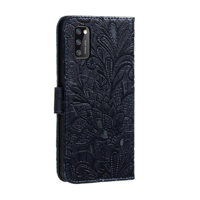 Bild 4, Samsung Galaxy A41 - Flower Plånboksfodral - Mörk Blå