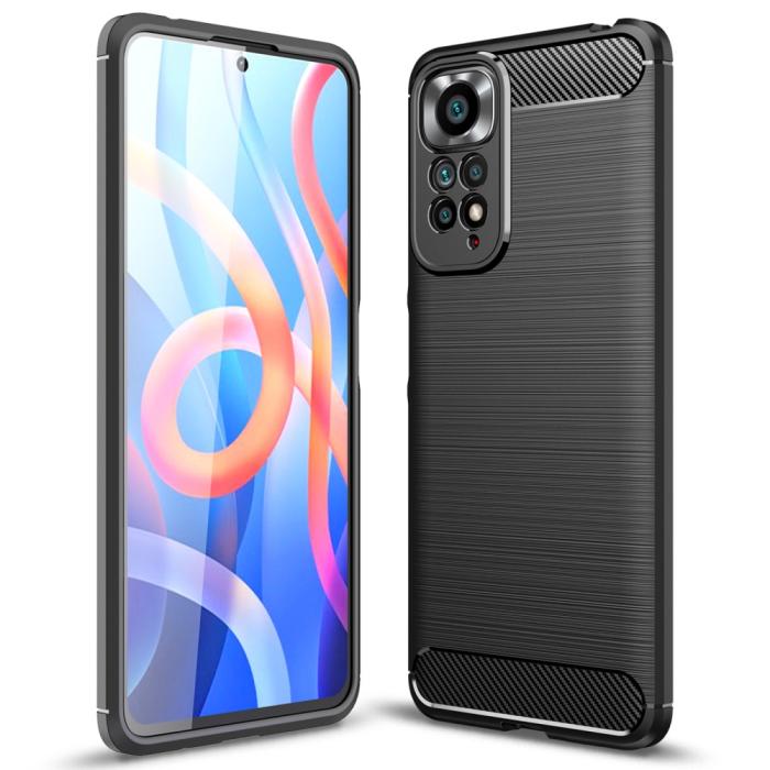 Bild 1, Xiaomi Redmi Note 11 4G Skal Borstad Stål Textur Svart