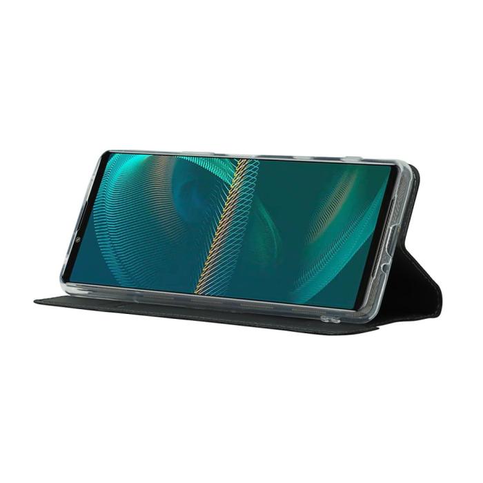 Bild 4, Sony Xperia 5 III Fodral Skin Touch Läder Svart