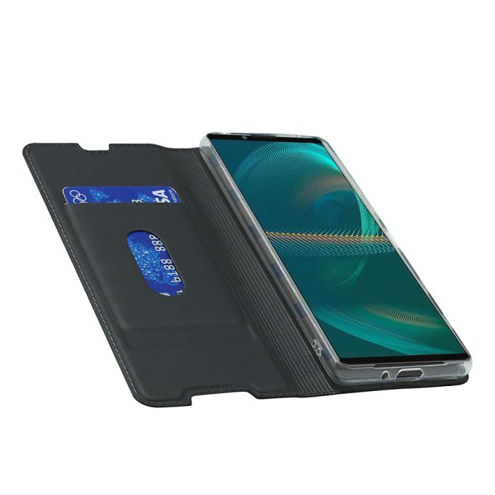 Bild 6, Sony Xperia 5 III Fodral Skin Touch Läder Svart