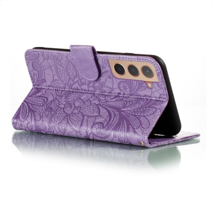 Bild 6, Samsung Galaxy S22 Fodral Flower Textur Lila