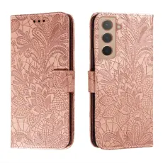 Samsung Galaxy S22 Fodral Flower Textur Roséguld