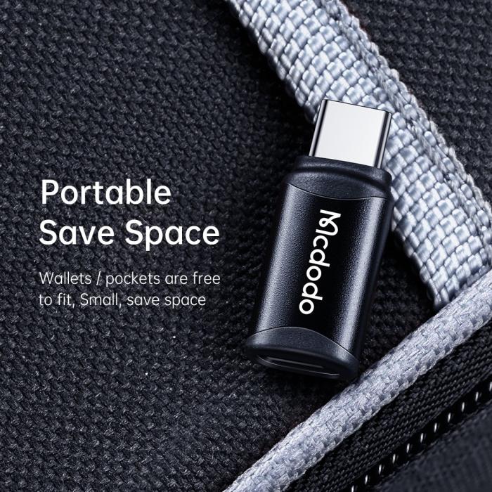 Bild 6, Mcdodo MicroUSB Hona - USB-C Hane Adapter Svart