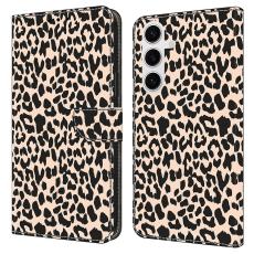 Samsung Galaxy S25 Fodral L&auml;der Leopard Tryck