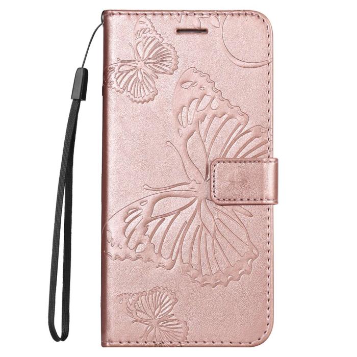Bild 6, Samsung Galaxy S23 Plus Fodral Tryckta Fjärilar Roséguld