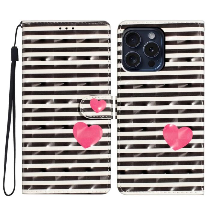 Bild 1, iPhone 16 Pro Fodral Med Stripes/Hjärtan