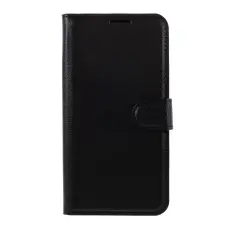 iPhone 12 / 12 Pro Fodral Litchi Läder Svart