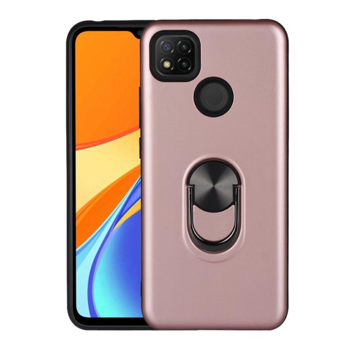 Bild 1, Xiaomi Redmi 9C Skal Ring Hybrid Roséguld
