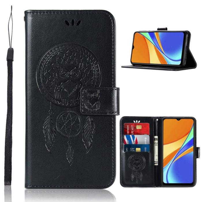Bild 1, Xiaomi Redmi 9C Fodral Owl Dream Catcher Svart