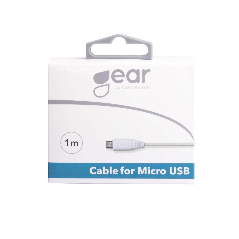 GEAR Laddkabel MicroUSB 1m Kabel Vit