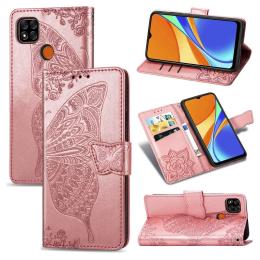 Xiaomi Redmi 9C Fodral Butterfly Roséguld