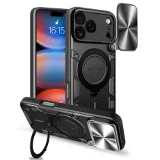iPhone 17 Pro Max Skal CamShield Kickstand Hybrid Svart