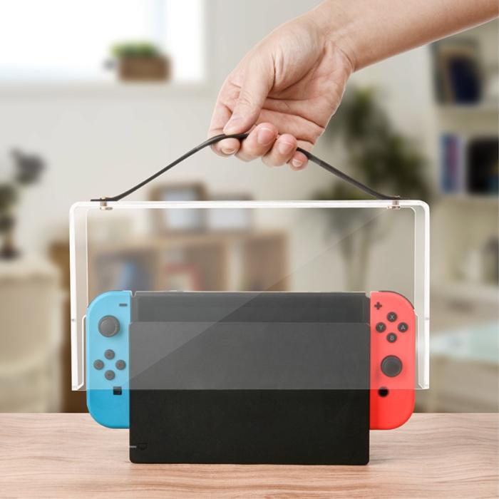 Bild 3, Dammskydd Till Nintendo Switch I Akryl Med Rem Transparent