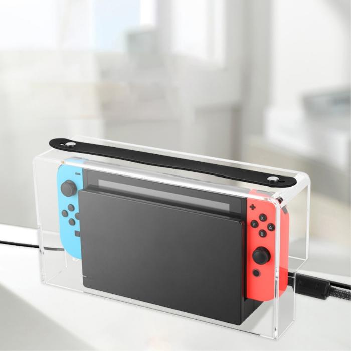 Bild 4, Dammskydd Till Nintendo Switch I Akryl Med Rem Transparent
