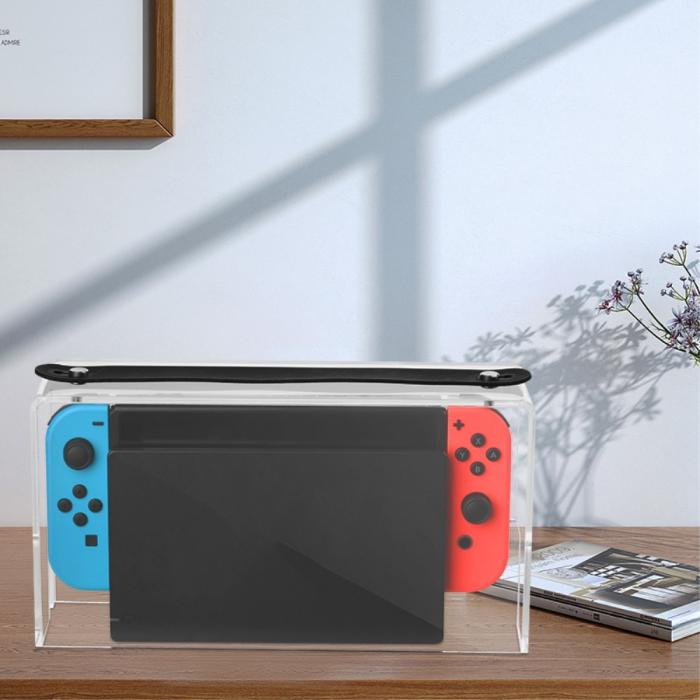 Bild 6, Dammskydd Till Nintendo Switch I Akryl Med Rem Transparent