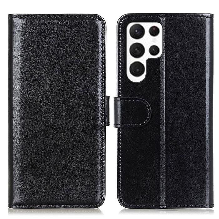 Bild 1, Samsung Galaxy S24 Ultra Fodral Crazy Horse Läder Svart